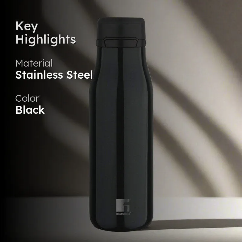 Bergner Walking Liquid Luxe Thermosteel Hot And Cold Flask (Black) - 500 mL media 2
