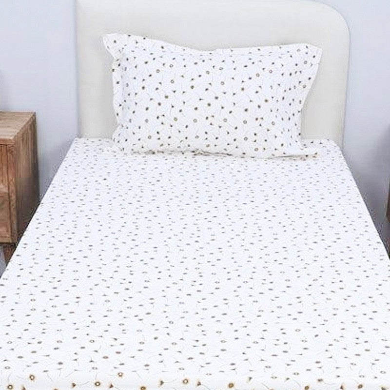 Luciana Floral Printed Cotton Bedsheet (Yellow) - 180 TC media 4