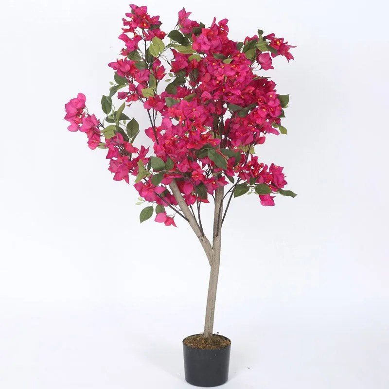 Faux Realtouch Bougainvillea Flower With Black Plastic Pot - 3.9 Feet media 5