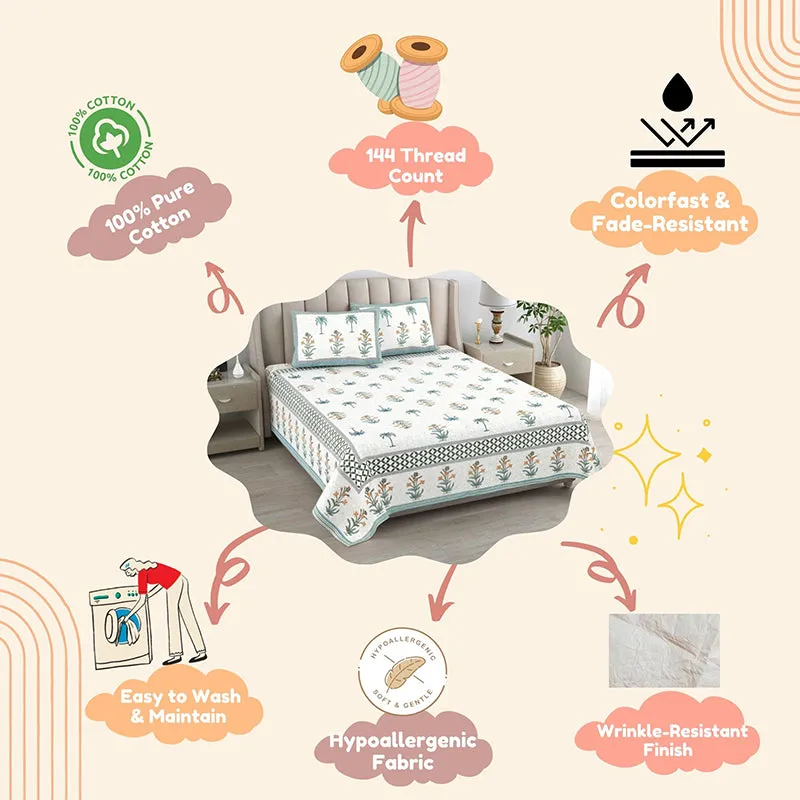 Dharitri Cotton Bedsheet (Light Blue) - 180 TC media 5