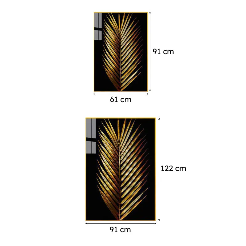 Tropical Midas Modern Canvas Wall Art With Frame (Gold) - Set Of Two media 6