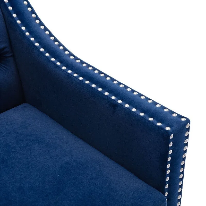 Softix Neem Wood Accent Chair - Dark Blue media 6