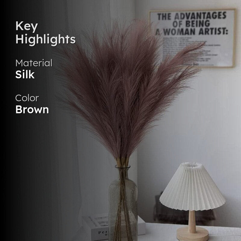 Faux Comet Pampas Grass (Brown) - Set Of Four media 2