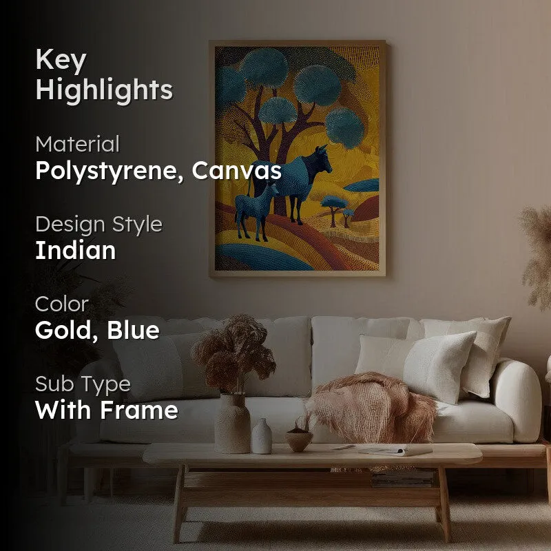 Golden Horizon Canvas Wall Painting With Brown Frame media 2