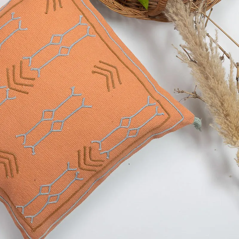 Glyph III Embroidered Cushion Cover - Orange media 5