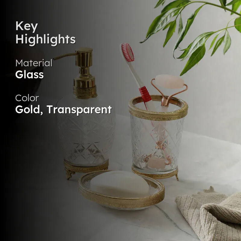 Starry Crystal Cut Bathroom Set - Gold media 2