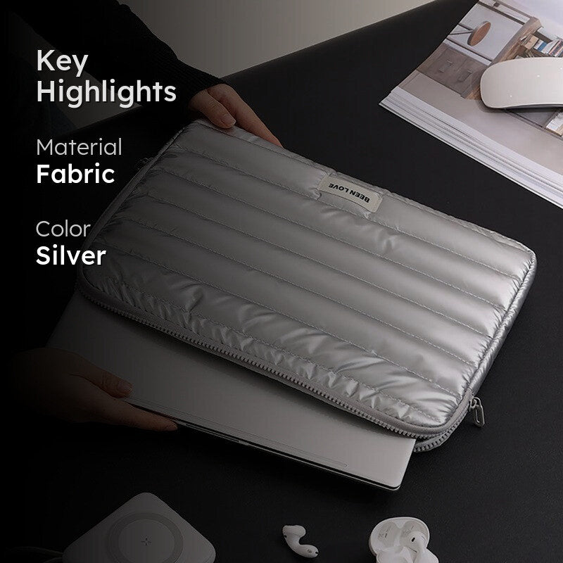 Midnight Silver Quilted Laptop Sleeve media 2