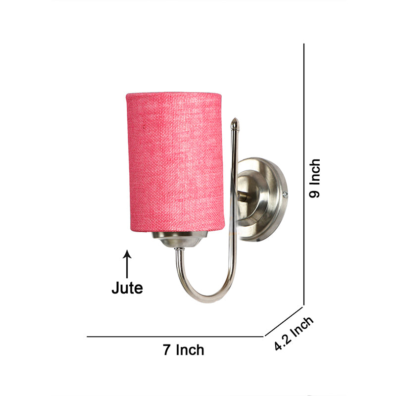 Altura Cylindrical Fabric & Metal Wall Lamp - Pink media 4