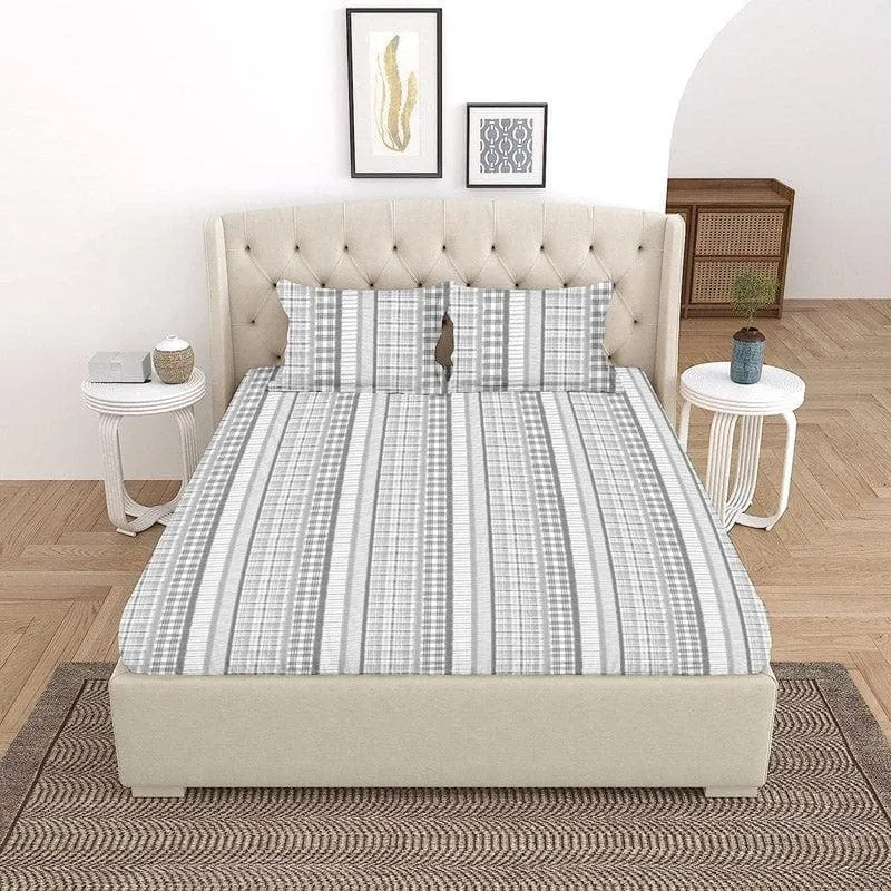Vizag Modern Cotton Bedsheet (Grey) - 120 TC media 1