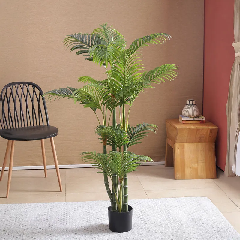 Faux Tropic Cane Palm With Black Plastic Pot - 4.27 ft media 3