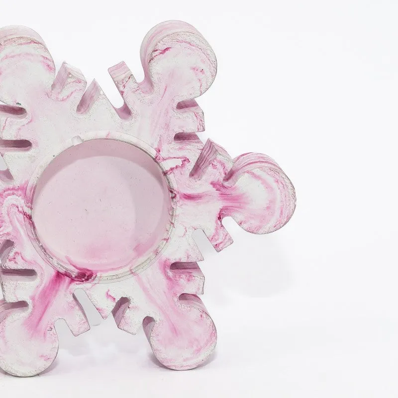 Frosty Tealight Candle Holder - Pink,White media 6