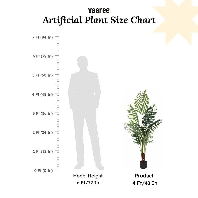 Faux Lush Areca Plam Plant With Black Plastic Pot - 4 Feet media 6