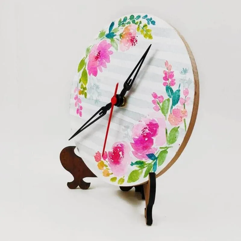 Nera Strip Flora Handpainted Table Clock media 4