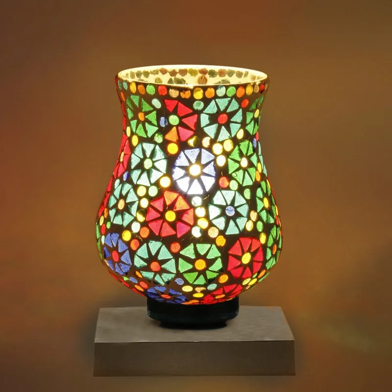 Lumera Mosaic Glass Table Lamp With Wooden Base - Multicolor media 8