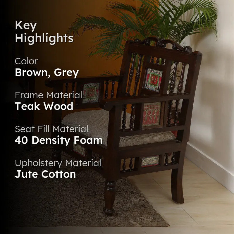 Mora Teak Wood Accent Chair media 2