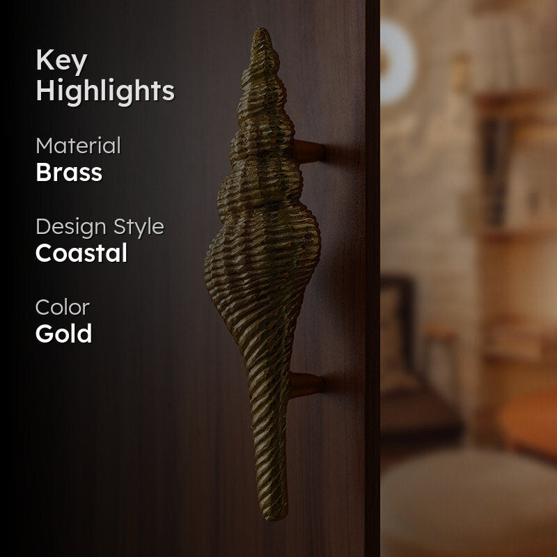 Shankh Decorative Handmade Door Knob - Gold media 2