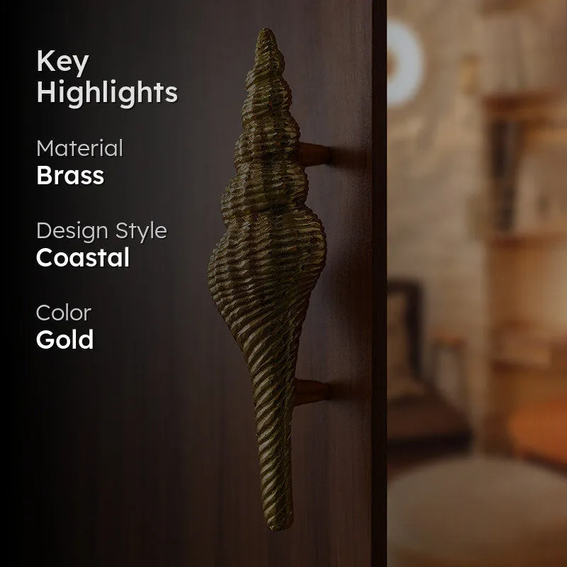 Shankh Decorative Handmade Door Knob - Gold media 2