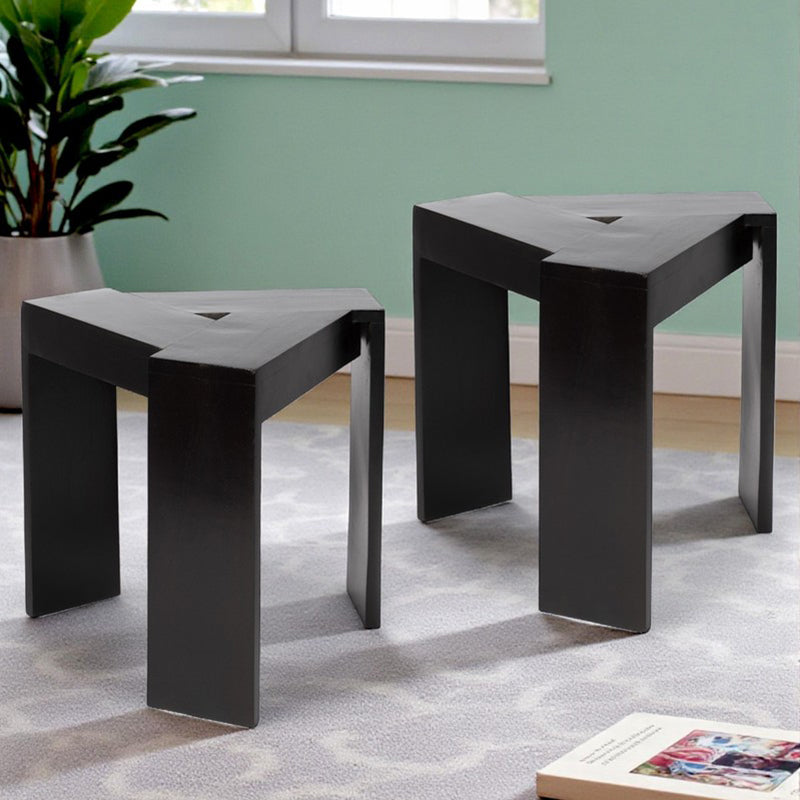 Kverox Sheesham Wooden Side & Bedside Table (Brown) - Set Of Two