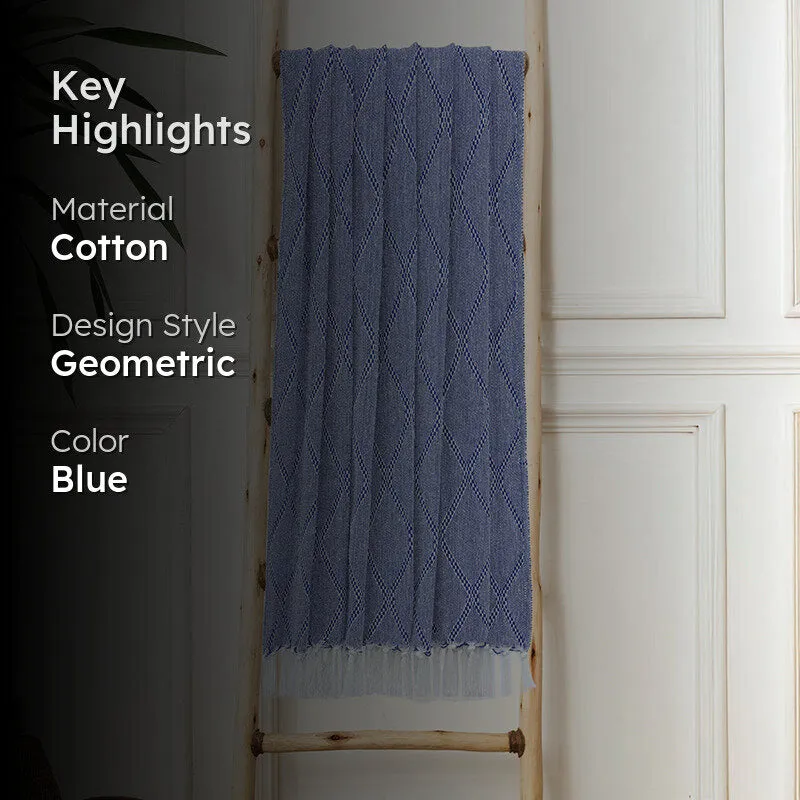 Aidra Geometric Cotton Throw - Blue media 2