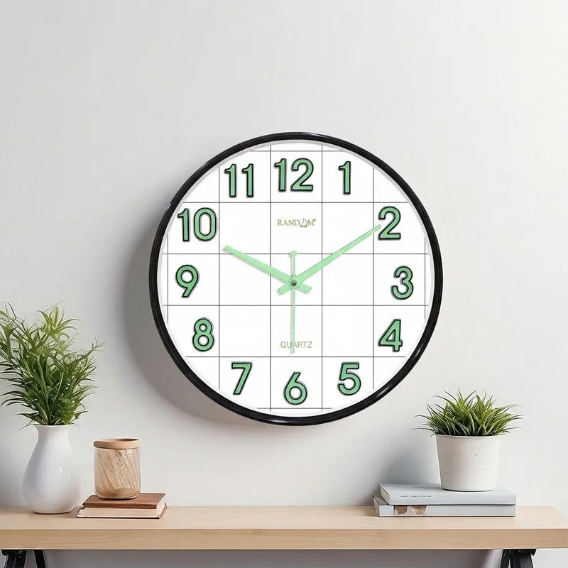 Opulent Analog Palstic Wall Clock - Black & Green media 1