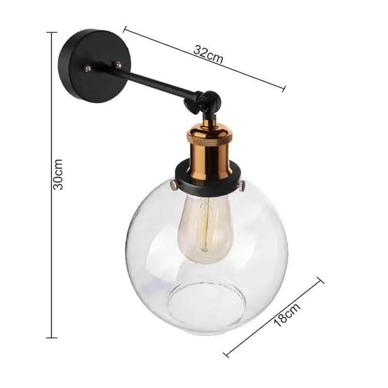 Globe Shine Glass & Metal Wall Lamp - Copper media 7