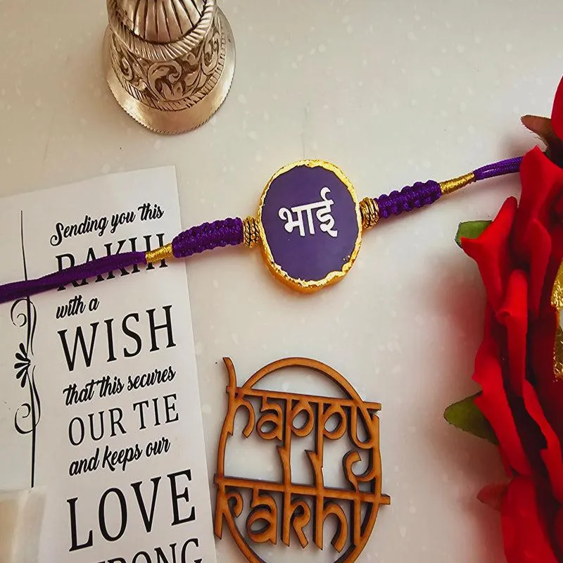Bhai Behen Bond Purple Agate Rakhi Gift Set media 3