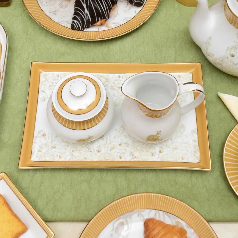 Gilded Iris 24k Gold Brushed Porcelain Tea Set With Tea Pot (Gold) - Seventeen Piece Set media 7