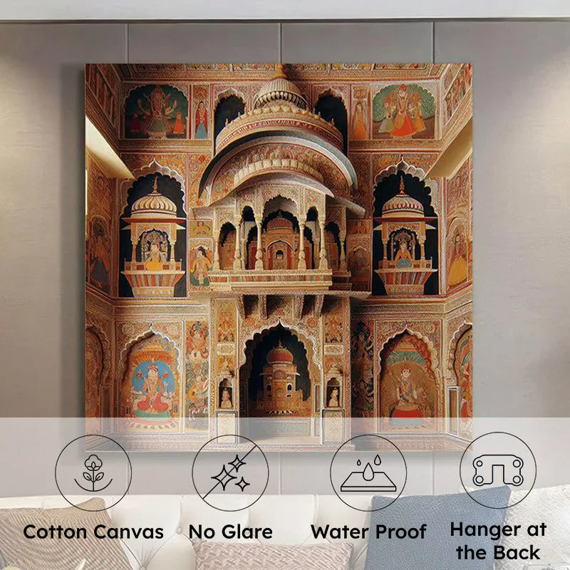 Intricate Facade Mahal Wall Painting media 6