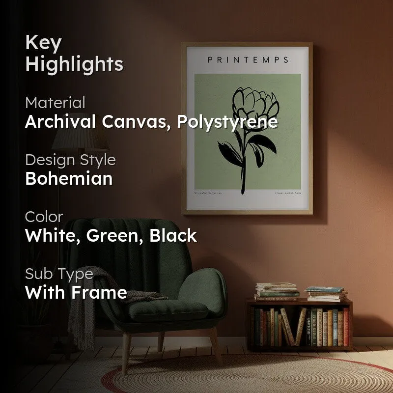 Vernal Poise Canvas Wall Painting With Brown Frame media 2