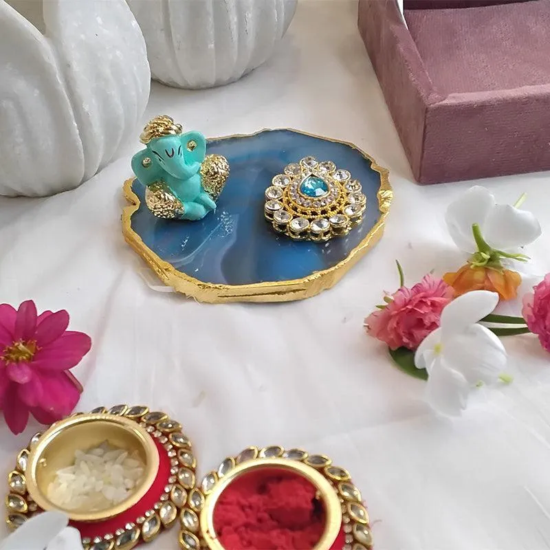 Ganpathi Festive Agate Showpiece - Green media 3