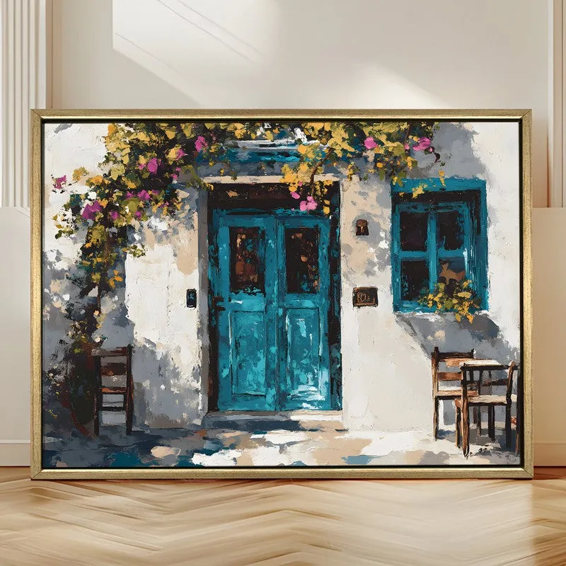 Blue Shutters Canvas Wall Painting With Frame media 4