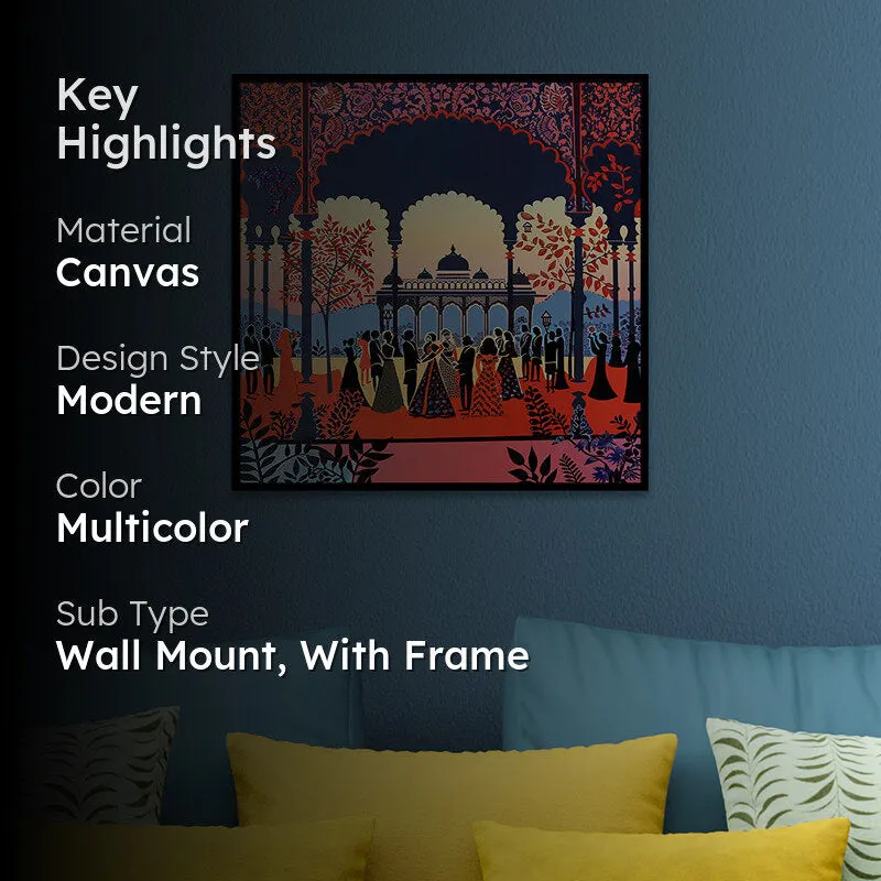 Mughal Sabha Canvas Wall Art With Frame media 2