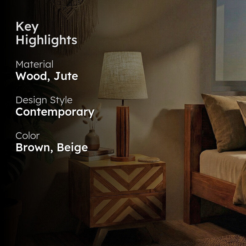 Neutral Nest Wooden Table Lamp media 2