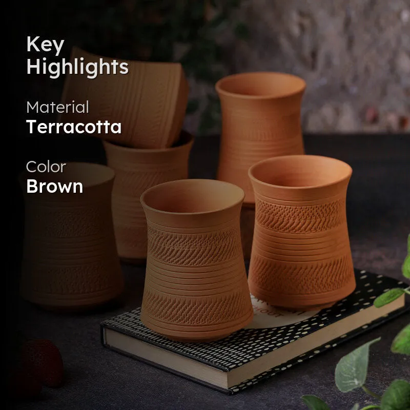 Mitti Curve Terracotta Glass (350 mL) - Set Of Six media 2