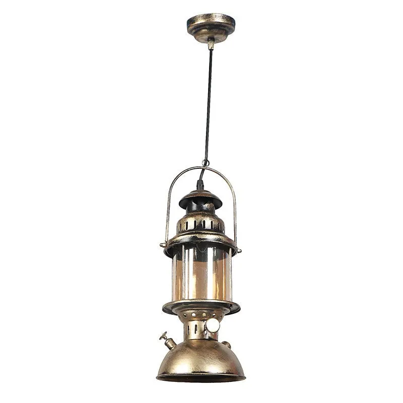 Colonial Style Lantern Iron Ceiling Lamp - Bronze media 6