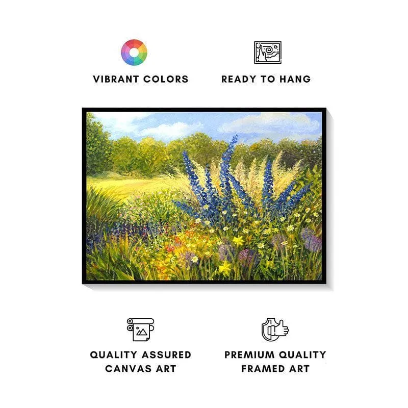 Wild Flowers Canvas Painting - Black Frame media 4