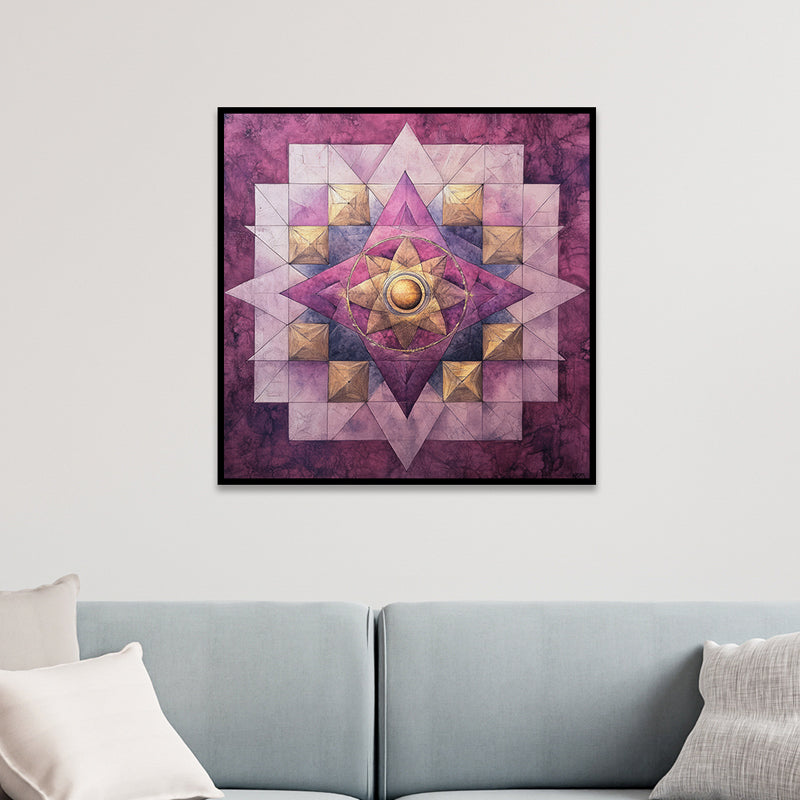 Purple Mandala Canvas Wall Art With Frame media 7