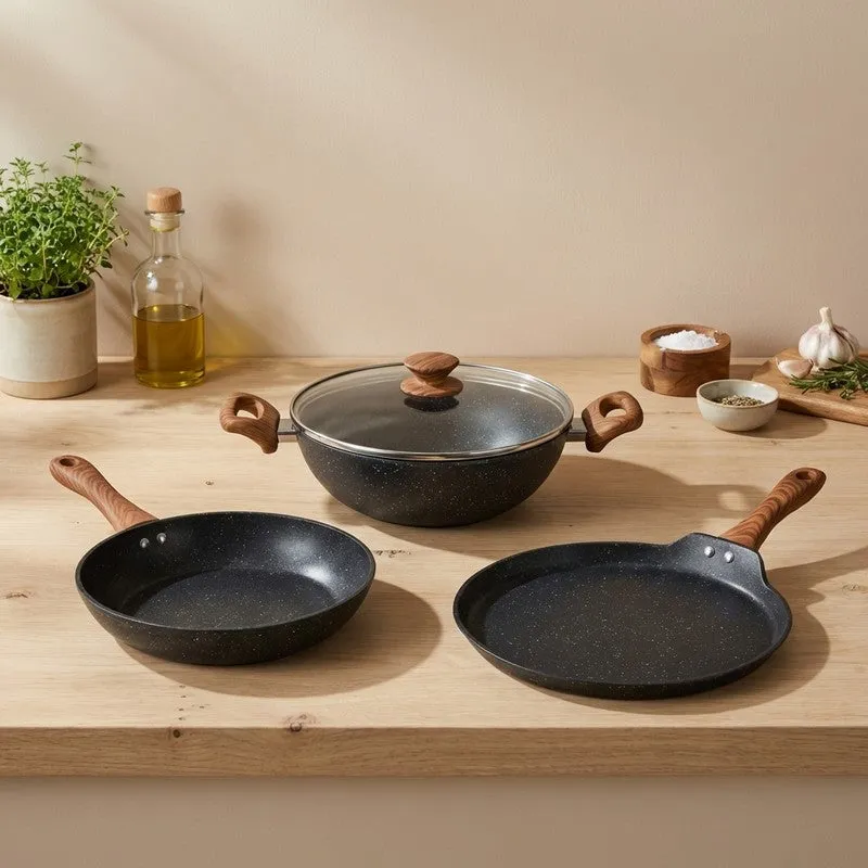 Salford Non Stick Cookware Set (Black) - Three Piece Set media 1