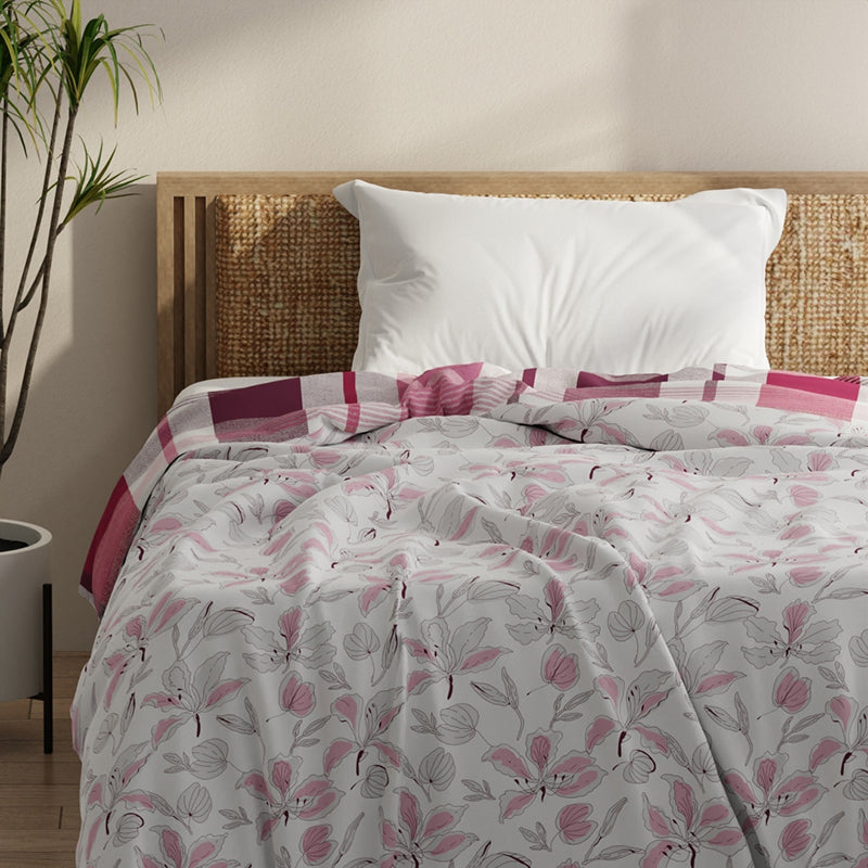 Frances Reversible Floral Cotton Microfiber Comforter (Pink) - 120 GSM media 4