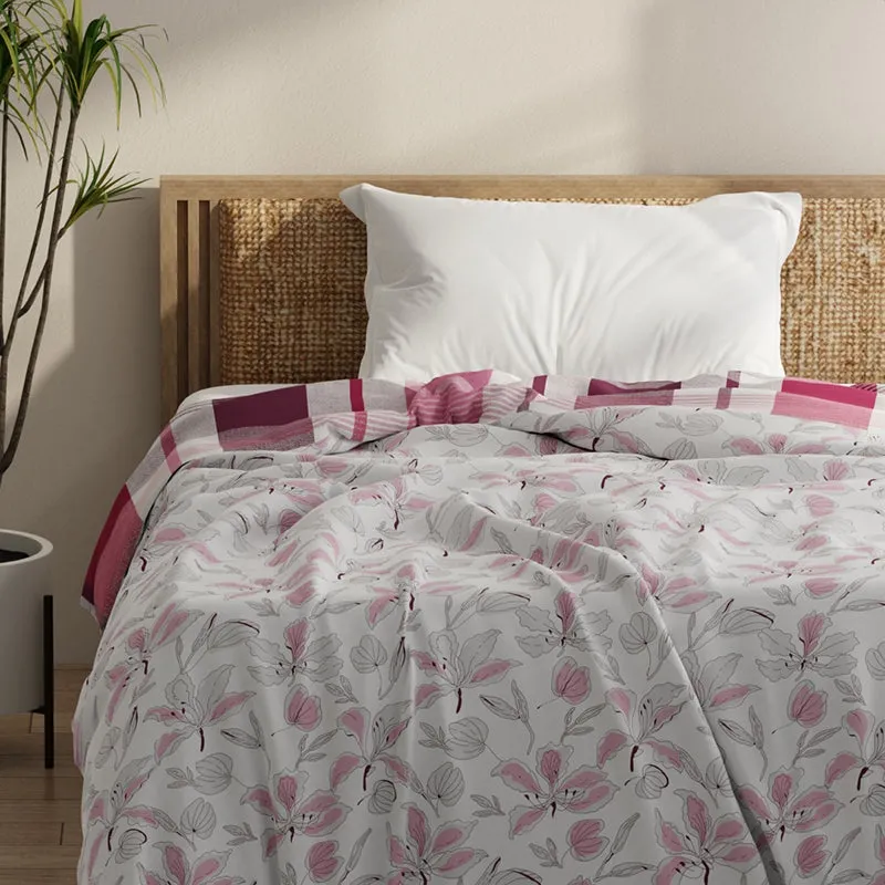 Frances Reversible Floral Cotton Microfiber Comforter (Pink) - 120 GSM media 4