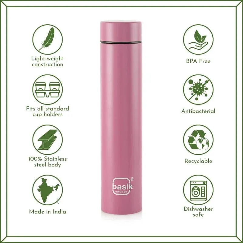 Evara Stainless Steel Bottle (Pink) - 440 mL media 4