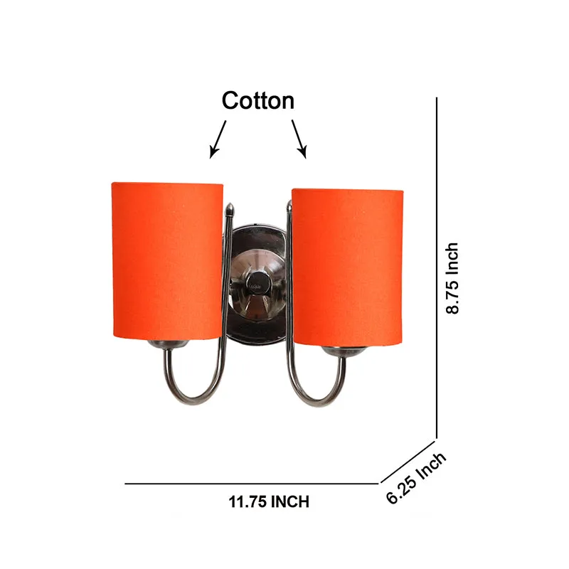 Veda Duo Cylindrical Fabric & Metal Wall Lamp - Orange media 4