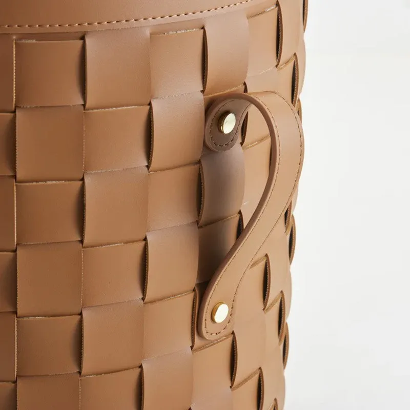 Storex Faux Leather Laundry Basket - Brown media 7