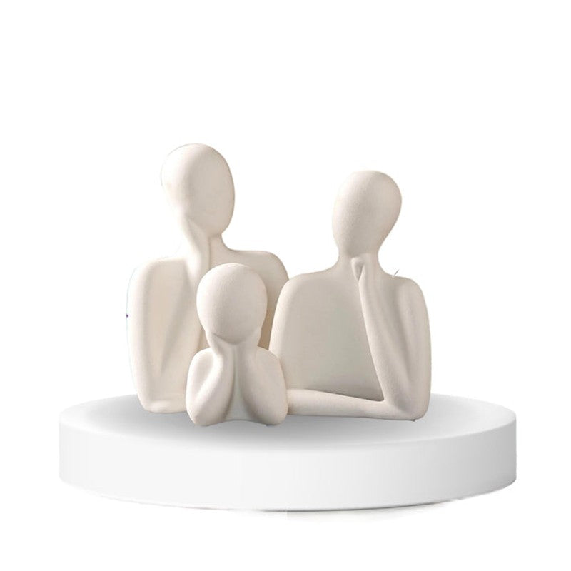 Family Embrace Abstract Painted Resin Showpiece (White) - Set Of Three media 3