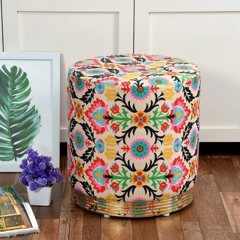 Avira Ethnic Velvet Pouffe - Multicolor media 1