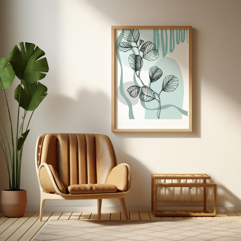 Verdant Melody Archival Canvas Wall Art - Natural Brown Frame