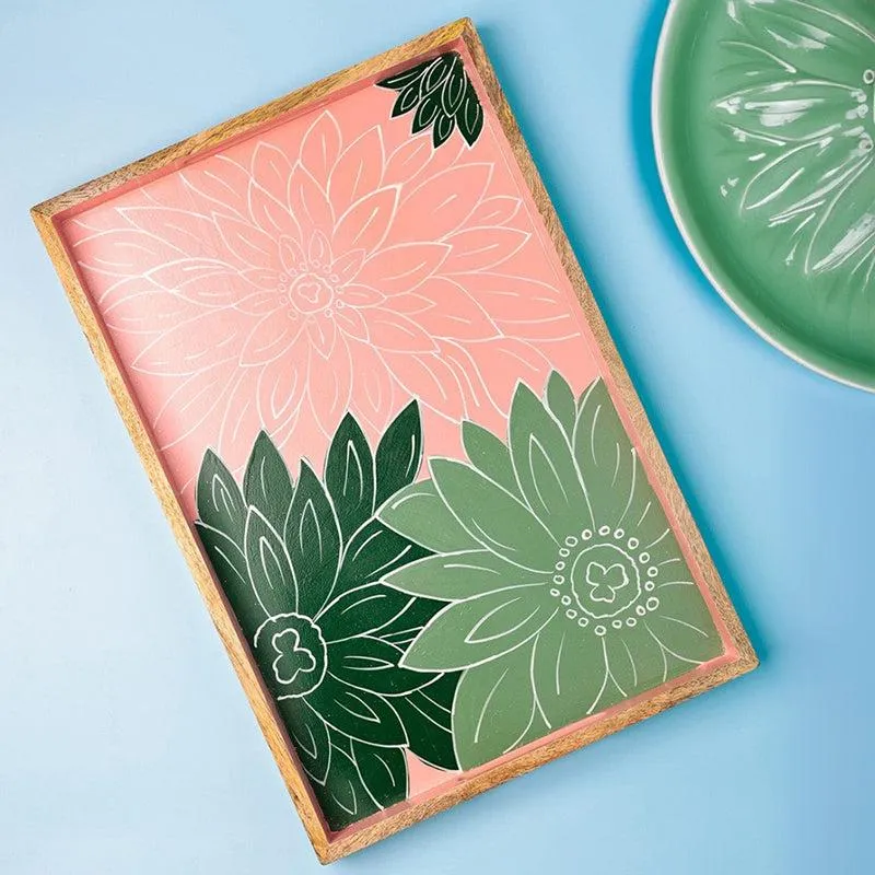 Garden Gossip Handpainted Wood Serving Tray media 1