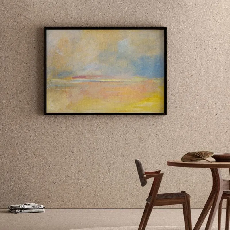 Abstract Sunset Aura Canvas Wall Painting - Black Frame media 1