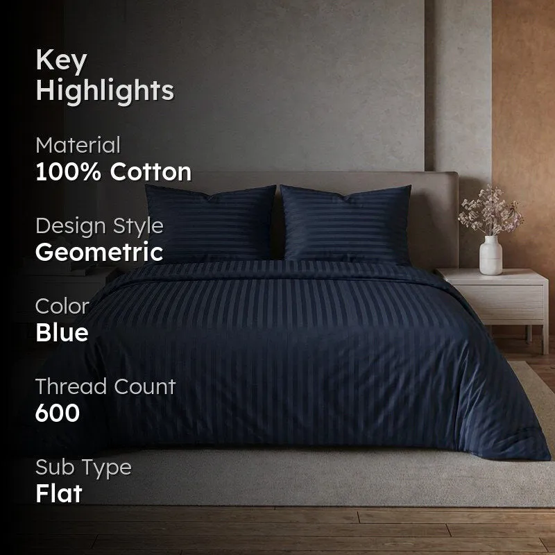 PureLine Cotton Bedsheet (Navy Blue) - 600 TC media 2