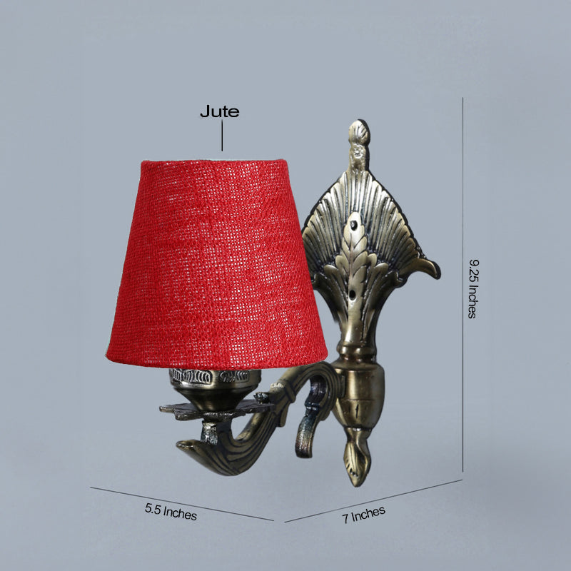 Magda Masique Conical Fabric & Metal Wall Lamp - Maroon media 4